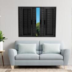 Imagem de Janela Veneziana de Alumínio 6 Folhas 120 x 150cm Linha 25 Preto