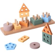 Imagem de Brinquedo Montessori Para Classificar E Empilhar Bestamtoy Para Criança De 1 Ano