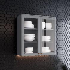 Imagem de Balcão Aéreo 2 Portas com Vidro Internacional Cinza