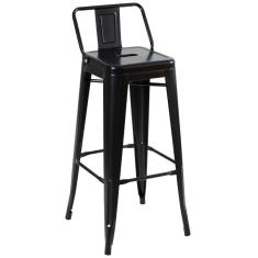 Imagem de Banqueta Alta Com Encosto 76 Cm Preto Semibrilho Preto Semibrilho