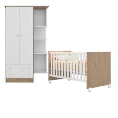 Imagem de Quarto de Bebê Doce Sonho Roupeiro E Berço com rodizio Carvalho Q movi