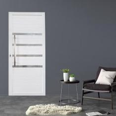 Imagem de Porta Pivotante de Alumínio 210 x 100cm Com Friso Linha 30 Esquerda Esquadrias Bergame Branco