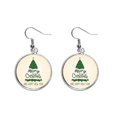 Imagem de Brinco de prata com ilustração verde de árvore de Natal para mulheres