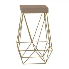Imagem de Banqueta Kathy Base Gold Suede Cappuccino Gran Belo