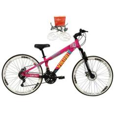 Imagem de Bicicleta Aro 26 Vikingx Tuff Rosa/Azul 21V Alumínio Freio Hidráulico