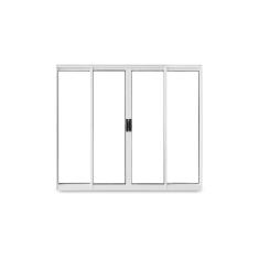 Imagem de Janela de Correr Abertura Central Exclusiva 4 Folhas Vidro Liso 100x200cm CRV Portas e Janelas Branco