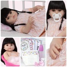 Imagem de Boneca Reborn Realista Infantil Morena Itens Envio Imediato