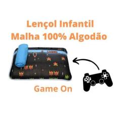 Imagem de Jogo De Lençol Infantil Na Cor Azul Solteiro 2 Pç Game On Kids Em Malh