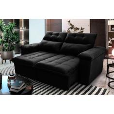 Imagem de Sofá Retrátil Reclinável Verona 1,50m Suede Velut Preto c/ Molas no Assento - King House
