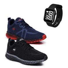 Imagem de Combo 2 Pares de Tênis + Relógio Quadrado Estilo e Praticidade para Homens e Mulheres!-Unissex