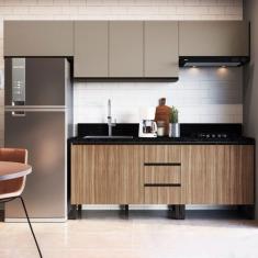 Imagem de Cozinha Compacta ébano 9 Portas 3 Gavetas Montana/Fumê - Quiditá Móvei