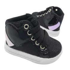 Imagem de Tênis Sapatinho Para Bebês Infantil Cano Alto Love Glitter Preto, 16