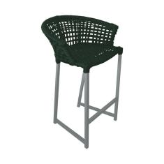 Imagem de Banqueta Reis Em Corda Náutica E Base Em Alumínio Cinza Para área Gourmet Externa Verde Musgo Verde