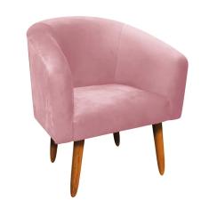 Imagem de Poltrona Stella Suede Rose Pés Palito Castanho D'Rossi