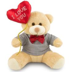 Imagem de Urso de Pelúcia com Balão 30cm Anti-alérgico - Toybrink, Caramelo