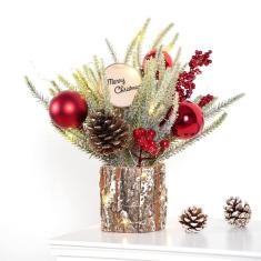 Imagem de Árvore de Natal N&T NIETING Mini 30cm com enfeites vermelhos
