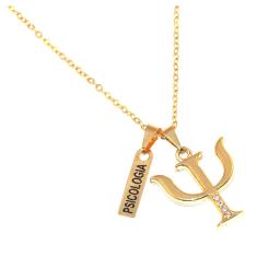 Imagem de Colar Cordão Psicologia Minha Profissão Com Placa Folheado