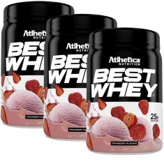 Imagem de Kit 3X Best Whey - 450G Strawberry Milkshake - Atlhetica Nutrition