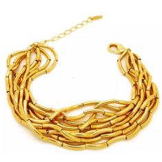 Imagem de Pulseira De Tubos Lindíssima Folheado A Ouro 18k