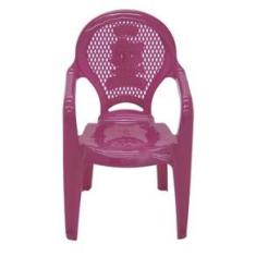 Imagem de Cadeira Plastica Monobloco Com Bracos Infantil Estampada Catty Rosa