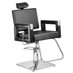Imagem de Poltrona Cadeira Reclinável P/ Barbeiro Maquiagem Salão - Preta - Domp