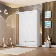 Imagem de Guarda Roupa Infantil 3 Portas 4 Gavetas Ripado Ayla Phoenix Baby