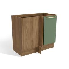 Imagem de Balcão De Cozinha Canto Reto Botanic M625 c/ 1 Porta 98cm Nogueira/verde Oliva - Kappesberg