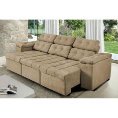 Imagem de Sofa Itália 2,60 Mts Retrátil e Reclinável Tecido Suede Castor - Moveis Marfim