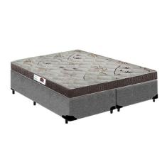 Imagem de Cama Box King Suede Cinza + Colchão Molas Ensacadas 54x198x203