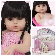 Imagem de Boneca Reborn Silicone Morena Bailarina Coelhinha Pode Banho - Cegonha