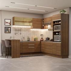 Imagem de Cozinha Completa de Canto Madesa Glamy 504001 com Armário e Bancada (sem Tampo e Pia) - Rustic
