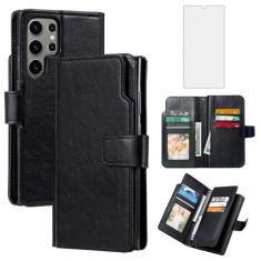 Imagem de Asuwish Capa de telefone para Samsung Galaxy S24 Ultra 5G Capa carteira com protetor de tela de vidro temperado flip porta-cartão de crédito com suporte bolsa Folio TPU Cell S24Ultra 24S S 24 24Ultra