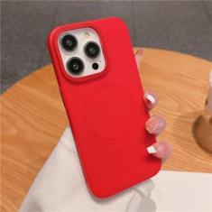 Imagem de Capa magnética de grade de malha de dissipação de calor ultrafina para iPhone 15 13 12 14 11 Pro Max Matte Hard Steel Magsafing Cove, vermelho, para iPhone 15 Pro