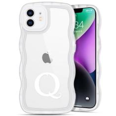Imagem de R'hllor Projetada para iPhone 12, capa de telefone com inicial A-Z Kawaii para meninas adolescentes e mulheres, linda moldura ondulada encaracolada forma elegante capa protetora TPU presentes