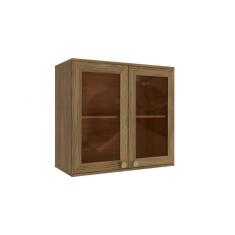 Imagem de Armário Aéreo Cozinha Modulado Curve N649 c/ 2 Portas c/ Vidro Reflecta 80cm Nogueira - Kappesberg