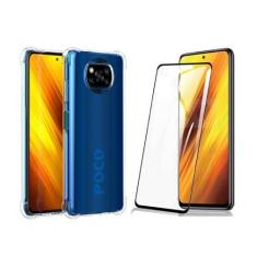 Imagem de Capa Transparente Anti Quedas Compatível Xiaomi Poco X3 NFC + Película Vidro 3D 9D