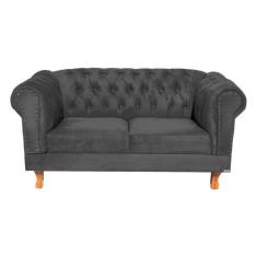 Imagem de Conjunto Sofá Namoradeira Chesterfield Capitonê Duque Suede Cinza Chum