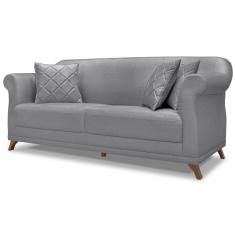 Imagem de Sofa 2 Lugares Retro Polo 180cm Com Almofada Linho Cinza Ezz