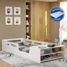 Imagem de Cama Infantil Montessoriana Solteiro Com Colchão E Nicho Branco - Pote