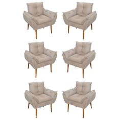 Imagem de Kit 06 Sofás 1 Lugar De Luxo Opala Sala, Quarto Suede Cor:bege