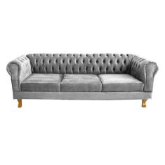 Imagem de Sofá Chesterfield Capitone Duque Suede Cinza 2,00 - Novo Encanto