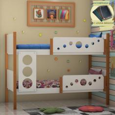Imagem de Beliche Infantil Solteiro Star Branco com Mel Divaloto Móveis Acompanh