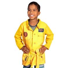 Imagem de Fantasia DPA Amarelo Capa Detetive Max Jaleco Infantil P M G - Super M