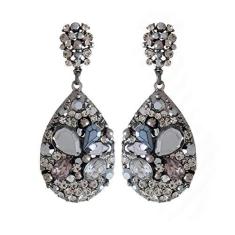 Imagem de Brinco Grande Armazem Rr Bijoux Cristais Grafite