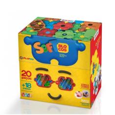 Imagem de Kit Blocos De Montar Macios 20 Peças Playou - Pa1001