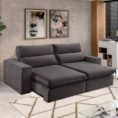 Imagem de Sofá 4 Lugares 290cm Retrátil e Reclinável Free Veludo Cinza