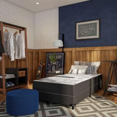 Imagem de Cama Box Solteiro Conjugada Palermo D28 Ortopédico Preta