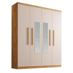Imagem de guarda-roupa solteiro com espelho malibu 4 pt 2 gv imbuia e off white