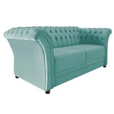 Imagem de Namoradeira Chesterfield Sofia Suede Azul Tiffany - Doce Sonho Móveis