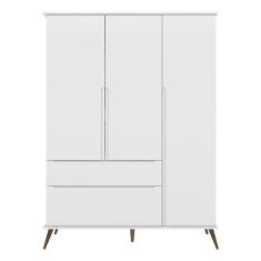 Imagem de Guarda Roupa Infantil Retrô Melinda 3 Portas e 2 Gavetas - Phoenix Baby Branco